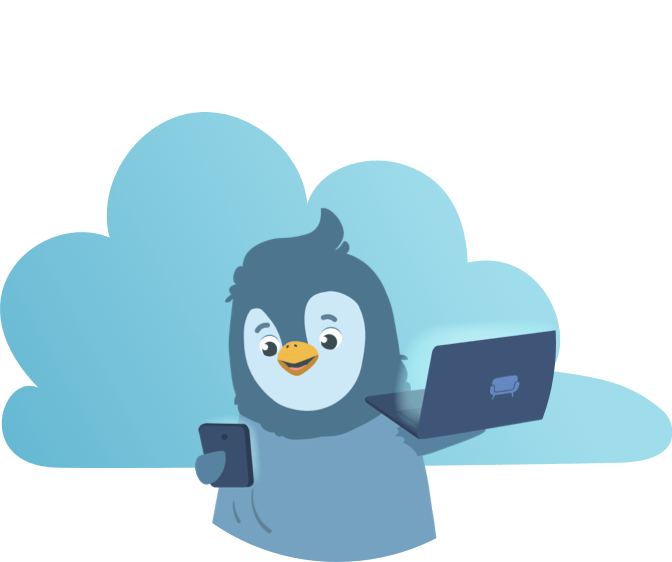 Pommes mit einem Laptop